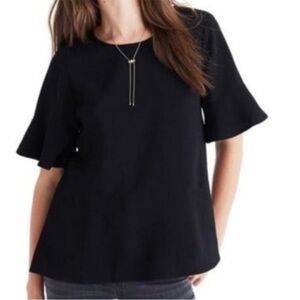 Madewell Black Flare Hem Blouse Medium